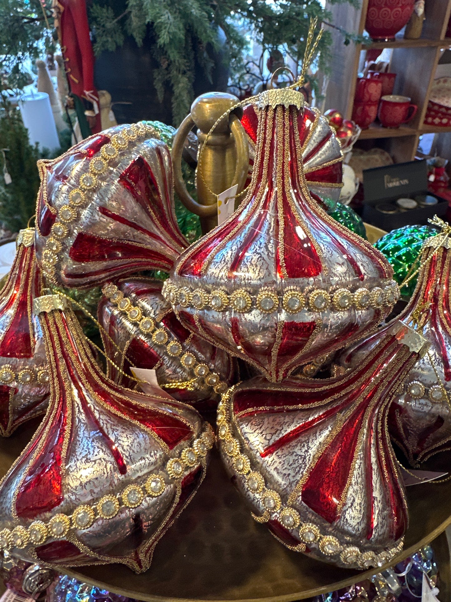 Kugel rot-gold, Glas