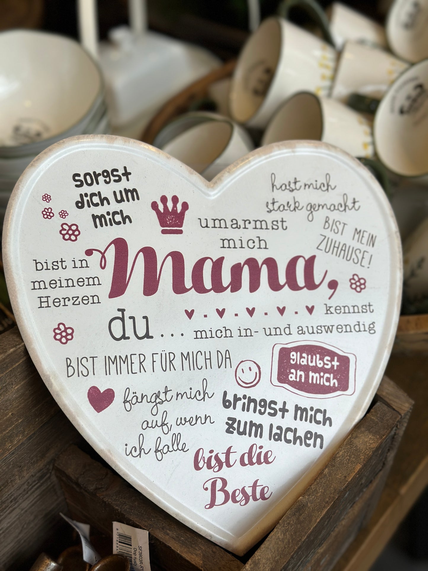 Schild aus Blech Herz/ Mama