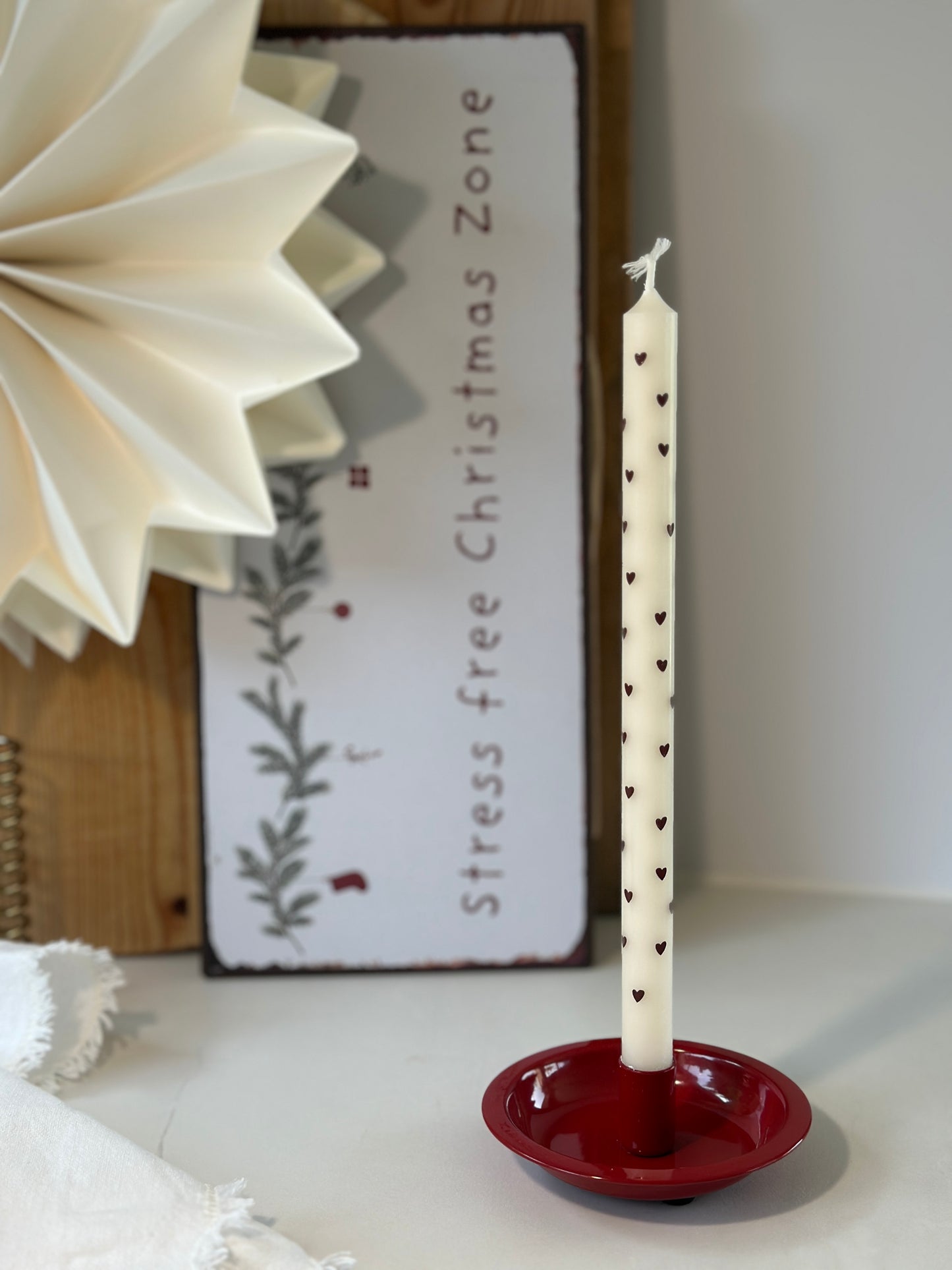 Kerzenhalter aus Emaille rund, rot