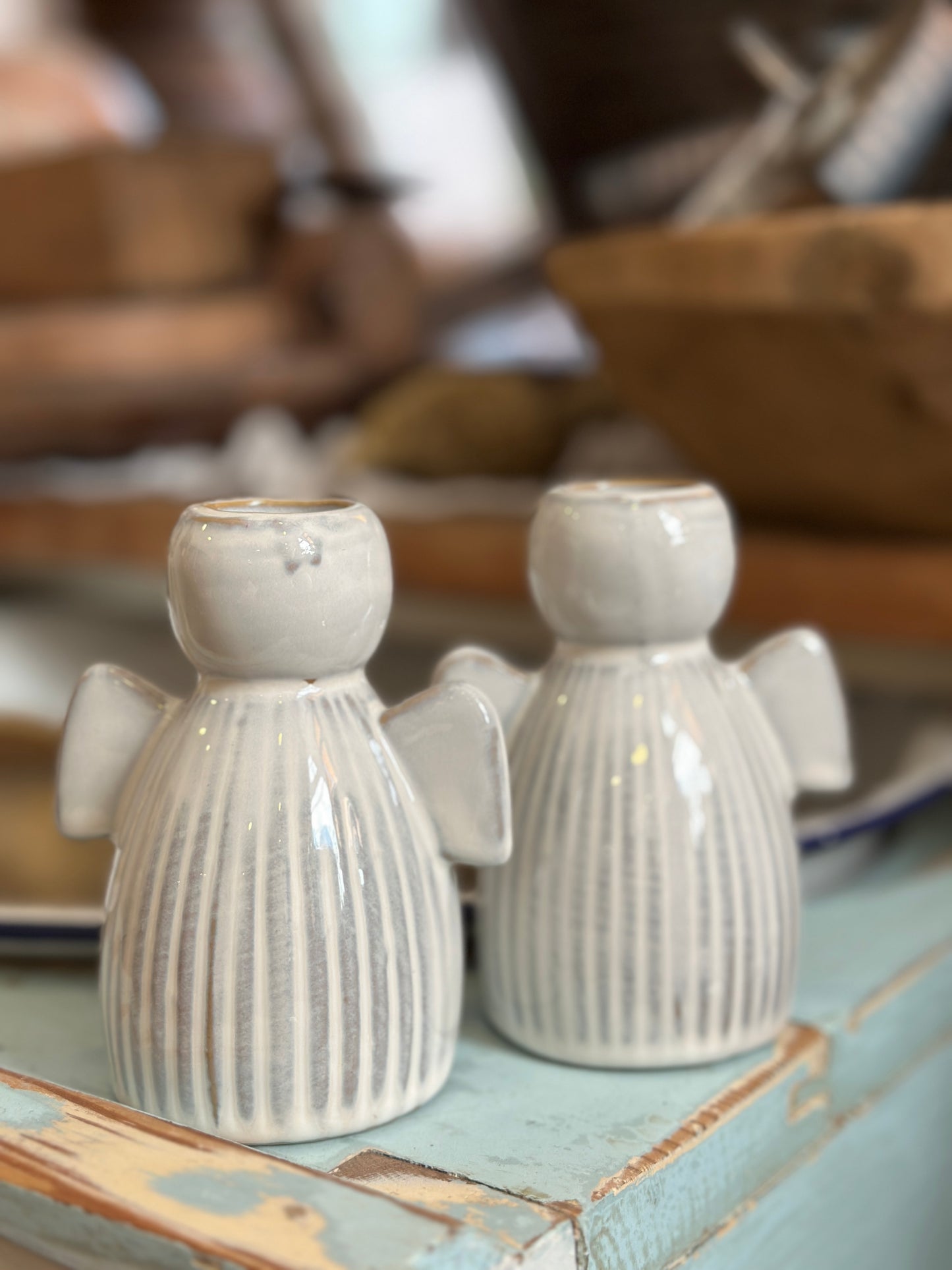 Engel Kerzenhalter aus Keramik ohne Kerze