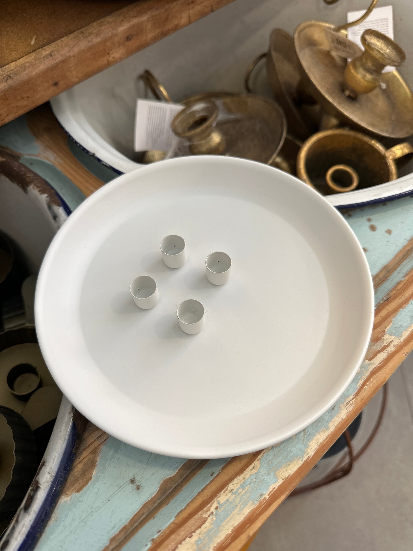 Deko Teller mit magnetischen Kerzenhaltern, für kleine Kerzen
