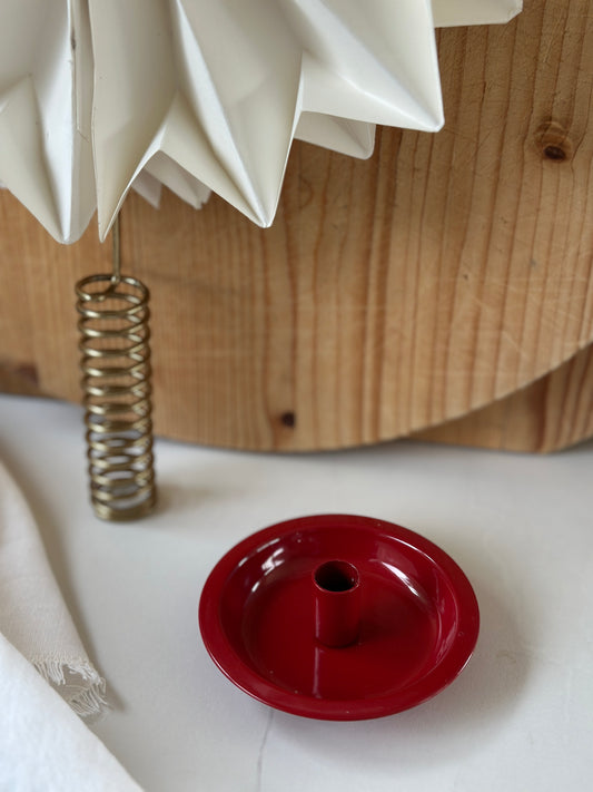 Kerzenhalter aus Emaille rund, rot