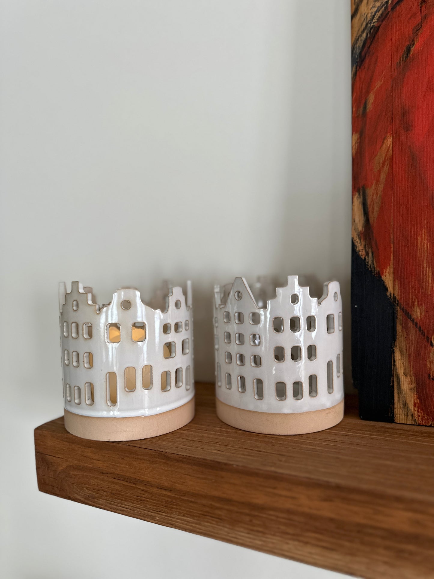 Windlicht grau/ beige