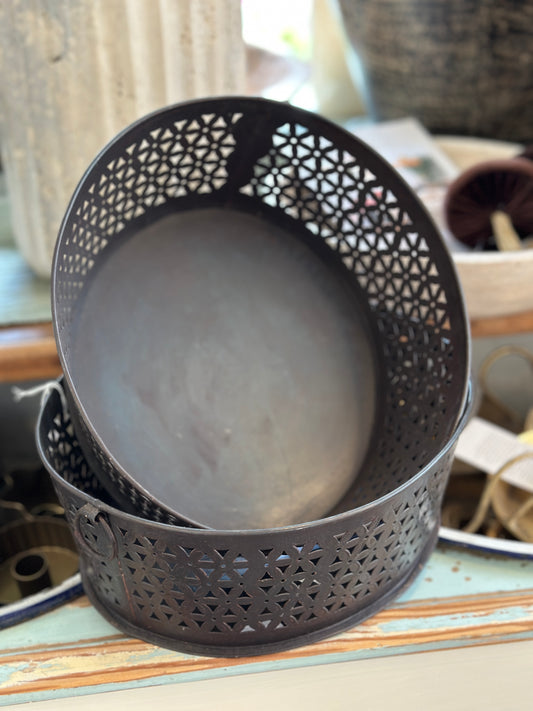 Korb/ Schale aus Blech, oval