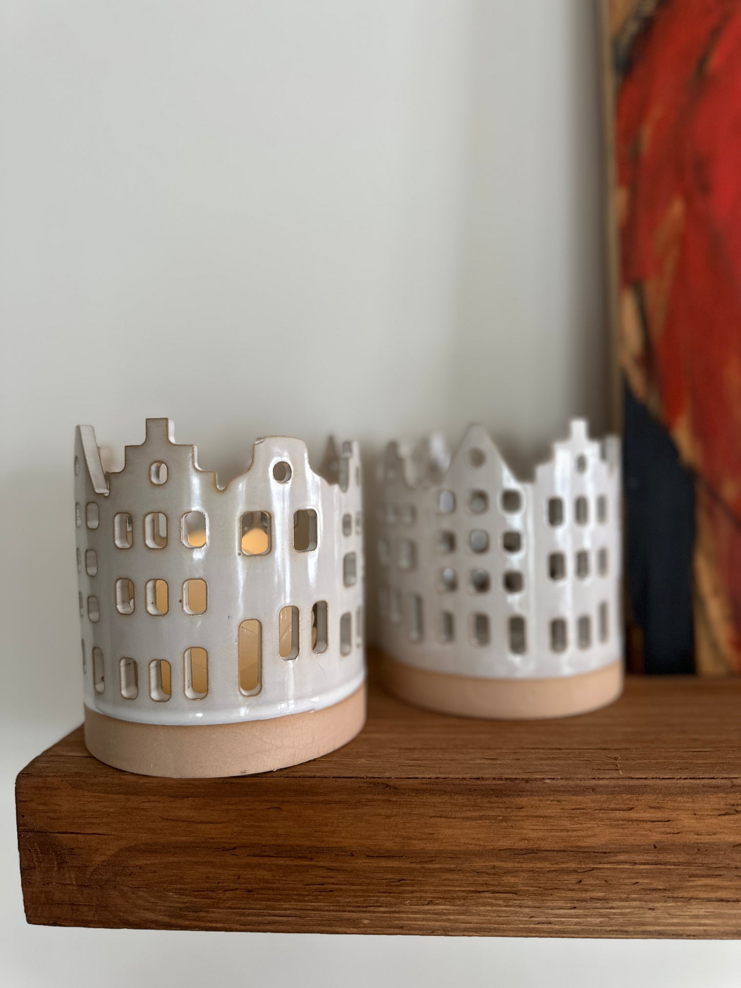 Windlicht grau/ beige