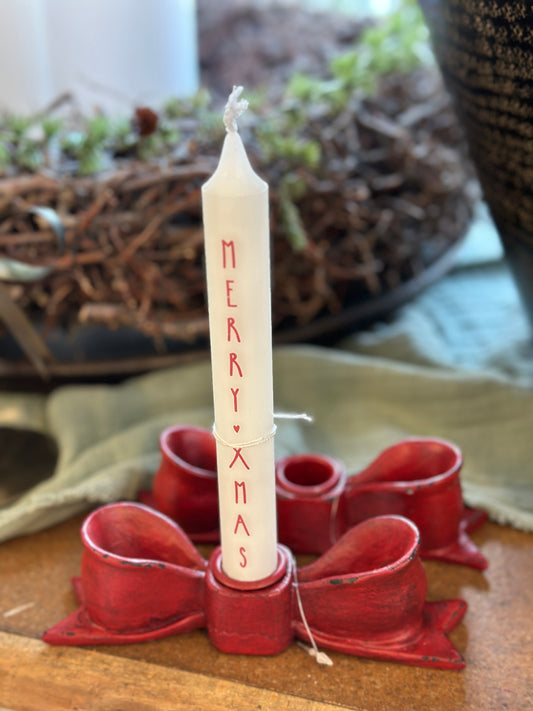 Halter/ Kerzenhalter, Schleife, rot