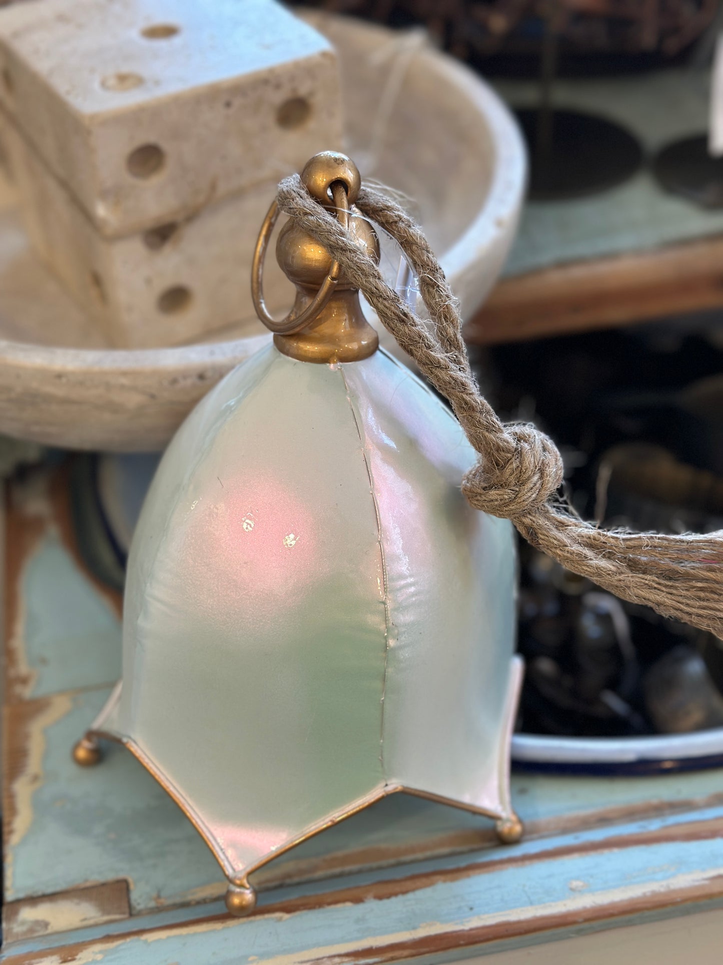 Glocke, Metall weiß/Gold