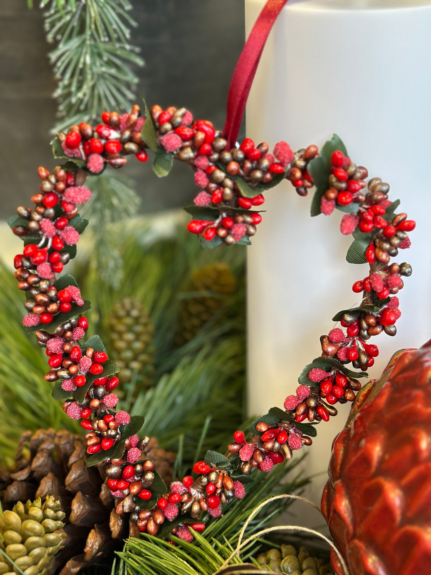 Beeren- Herz Kunst, rot zum hängen