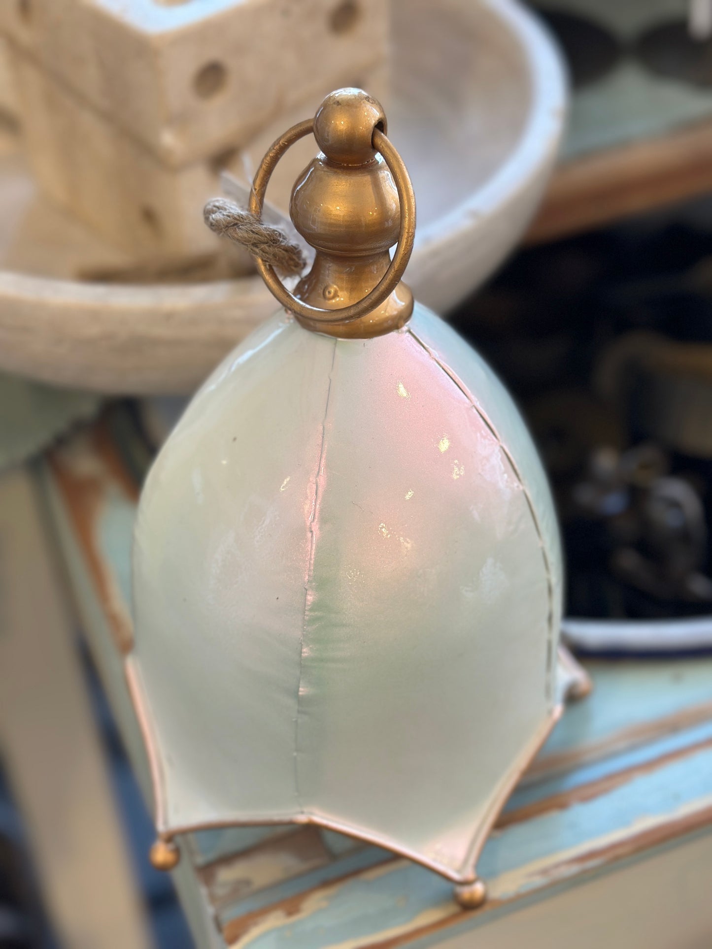 Glocke, Metall weiß/Gold