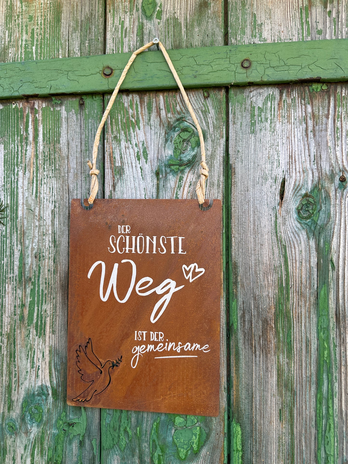 Tafel mit Kordel & Beschriftung 25x18cm. Der Schönste Weg ist der gemeinsame