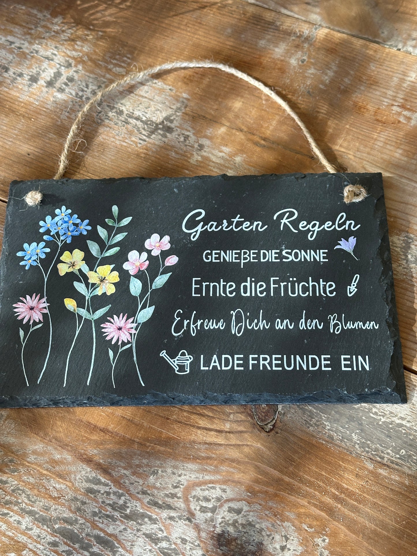 Schild rechteckig zum hängen. 26x16cm. Schiefer