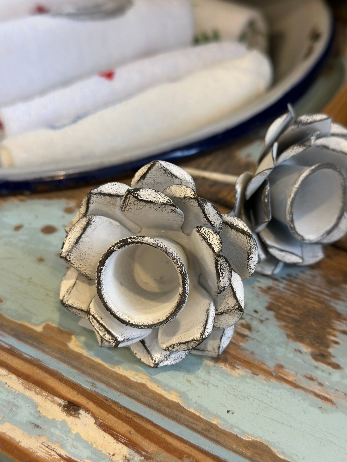 Blume/ Kerzenstecker Shabby aus Metall