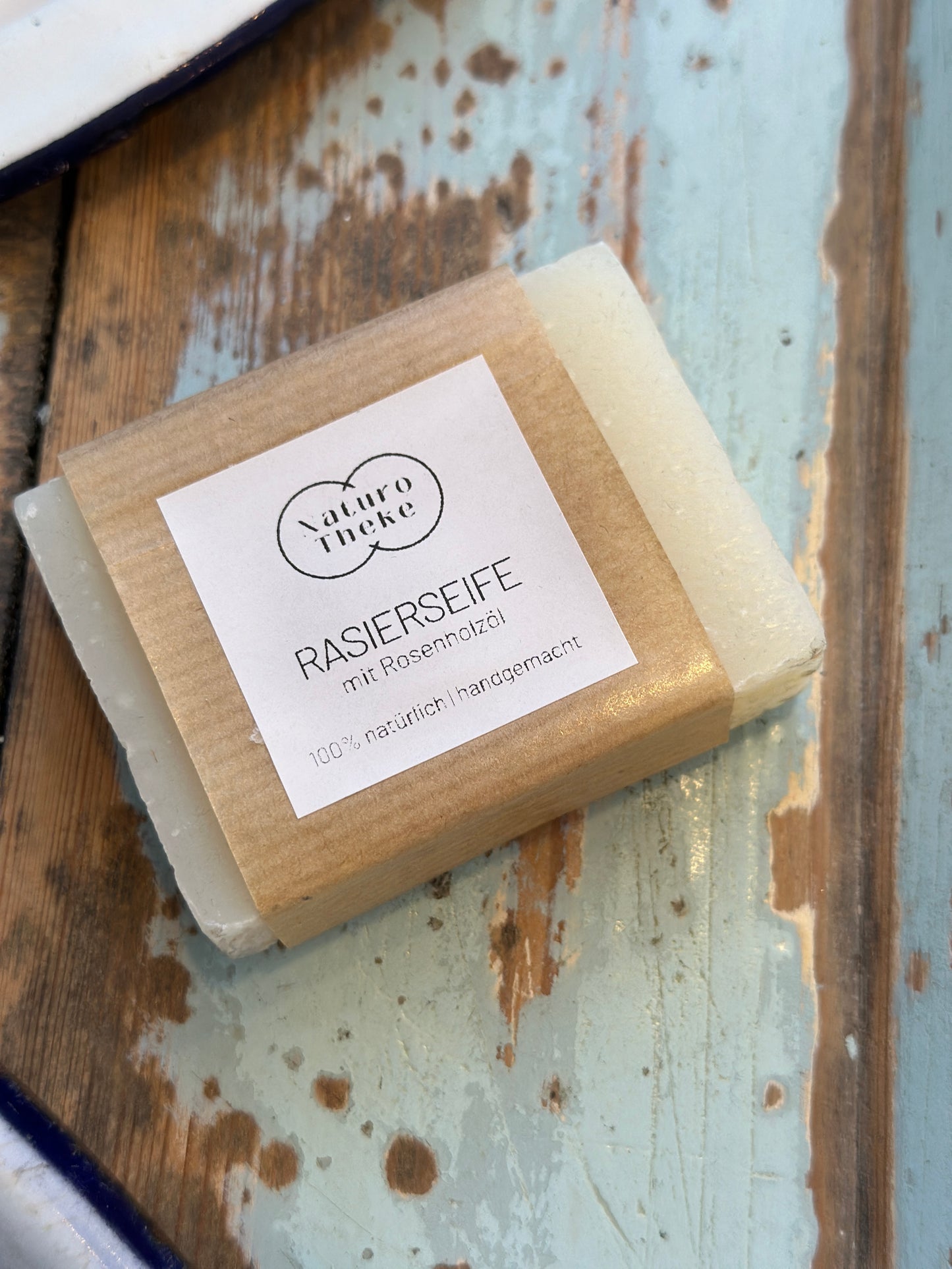 Seife, Rasierseife mit Rosenholzöl. Naturseife. Ca. 90g