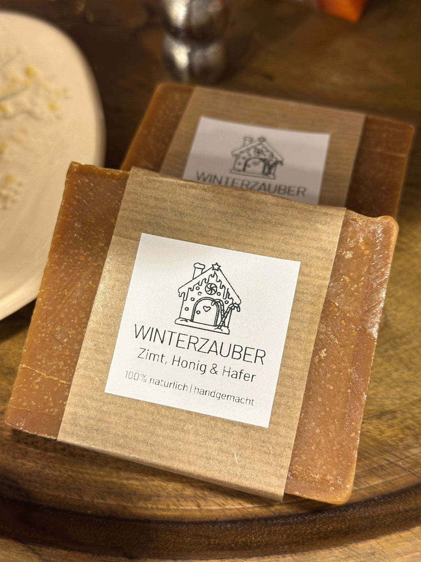 Seife Winterzauber Naturseife, Zimt, Honig & Hafer 100% natürliche, handgemachte Naturseife
