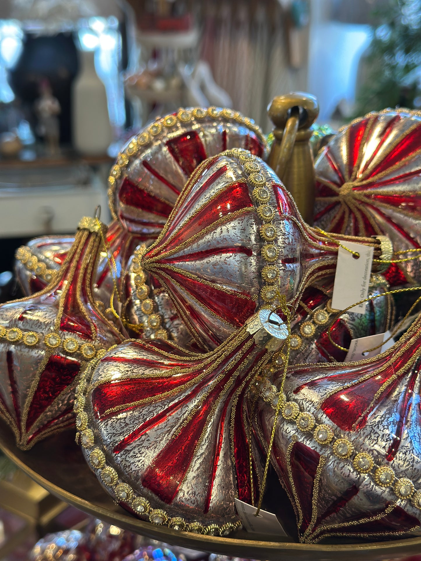 Kugel rot-gold, Glas